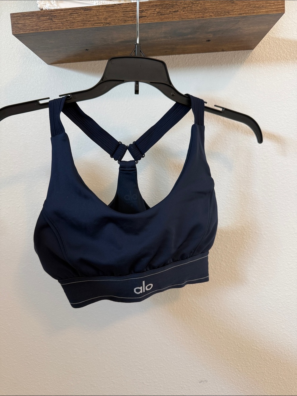 ALO Yoga Navy Blue Strappy-Back Sports Bra